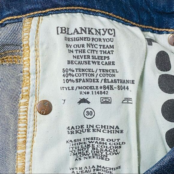 Blank NYC dark denim stretch distressed wedge shirt size 30 - Picture 7 of 7